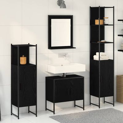 vidaXL Sada kúpeľňového nábytku 4 pcs Čierna Kompozitné drevo