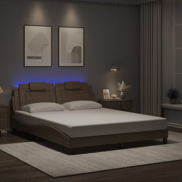 vidaXL Rám postele Viana s LED bez matraca kapučínový 160x200 cm