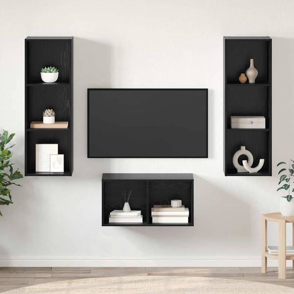 vidaXL Zostava TV skriniek Nástenný Čierny dub 37 x 37 x 107 cm