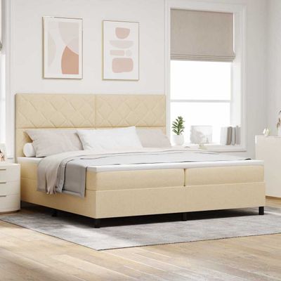vidaXL Posteľ s pružinovým rámom Krémová 200 x 200 cm látka