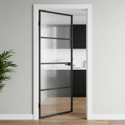 vidaXL Domové dvere 76 x 201,5 x 3,5 cm Hliník a tvrdené sklo