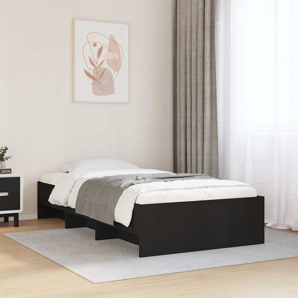 vidaXL Posteľný rám čierny 75x190 cm kompozitné drevo