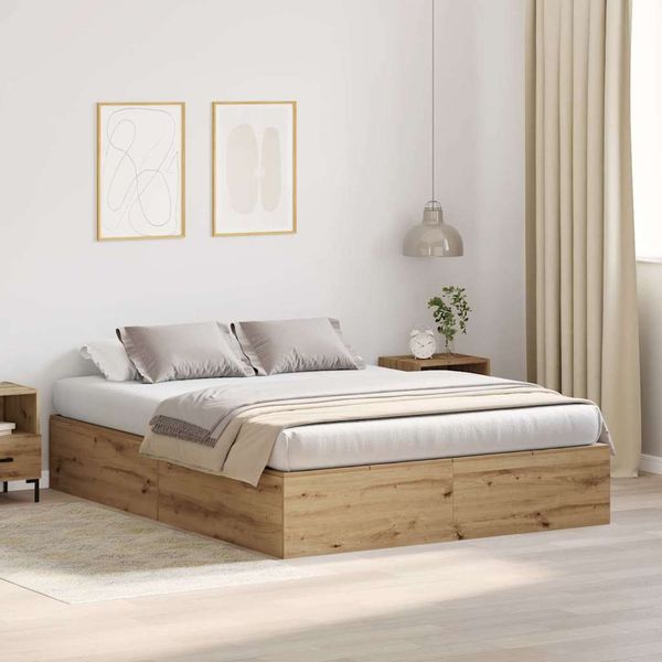 vidaXL Rám postele s úložným prostorem Remeselný dub 150 x 200 cm