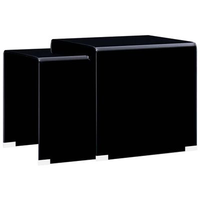 vidaXL Zasúvacie konferenčné stolíky 2 ks čierne 42x42x41,5 cm tvrdené sklo