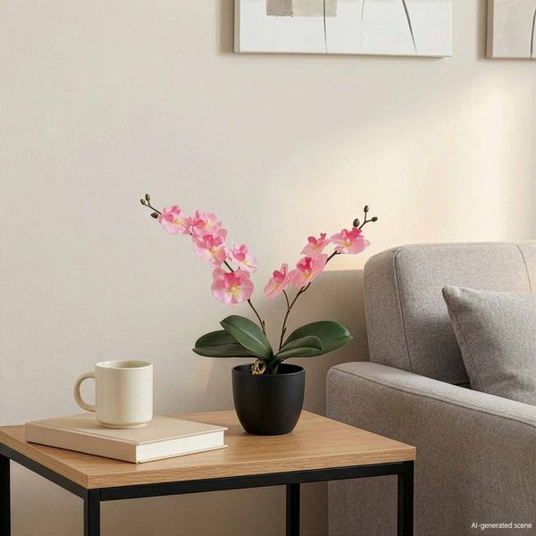 vidaXL Umelá rastlina orchidea Ružová 36 x 10 x 30 cm