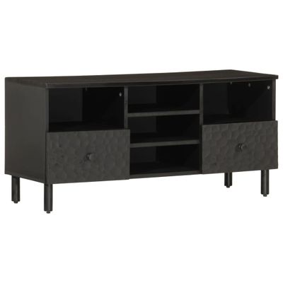 vidaXL TV skrinka, čierna 100x33x46 cm, mangový masív