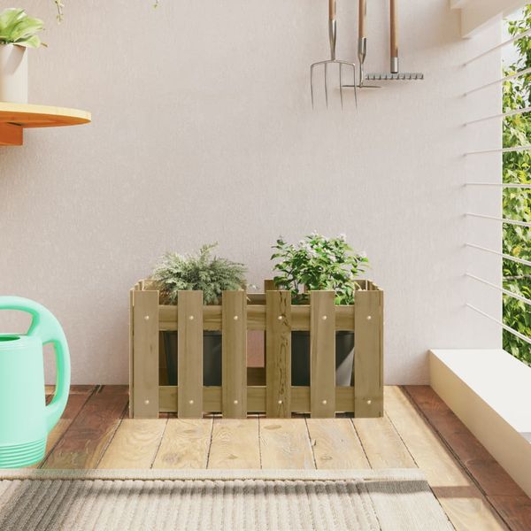 vidaXL Záhradný kvetináč s dizajnom plotu 60x30x30 cm impregn.borovica