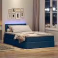 vidaXL LED úložná posteľ s matracom Modrá 120 x 190 cm Látka