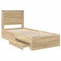 vidaXL Rám postele Sonoma dub a striebro 75 x 190 cm Kompozitné drevo