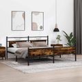 vidaXL Kovový posteľný rám bez matraca dymový dub 200x200 cm