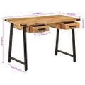 vidaXL Stolík so zásuvkami 105x55x70 cm mangovníkový masív a železo