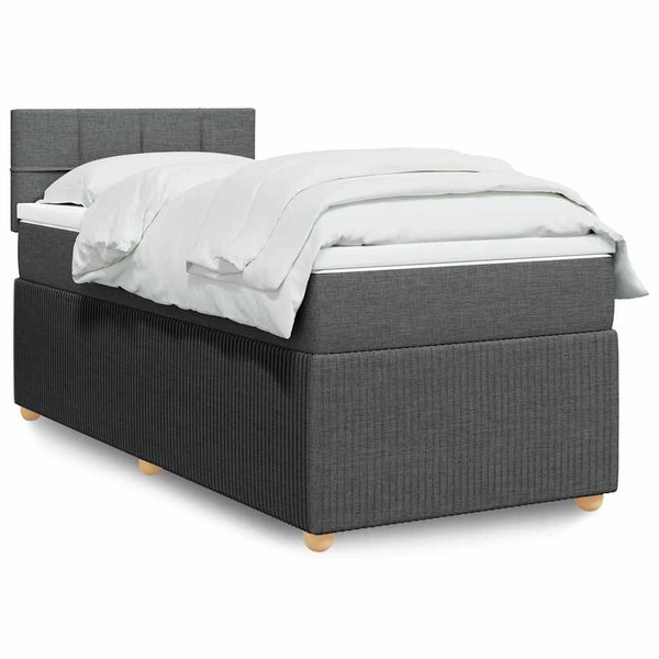 vidaXL Boxspring posteľ s matracom tmavosivá 100x200 cm látka