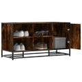 vidaXL Lavica na topánky dymový dub 100x40x53,5cm kompozitné drevo+kov