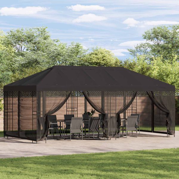vidaXL Altánok so stenami 6 x 3 m Antracitová Polyester a oceľ 190