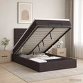 vidaXL Ottoman posteľ s matracom a LED Tmavohnedá 120 x 190 cm Látka