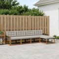 vidaXL Záhradná súprava gaučov s vankúšom 5 pcs Prírodná a svetlosivá