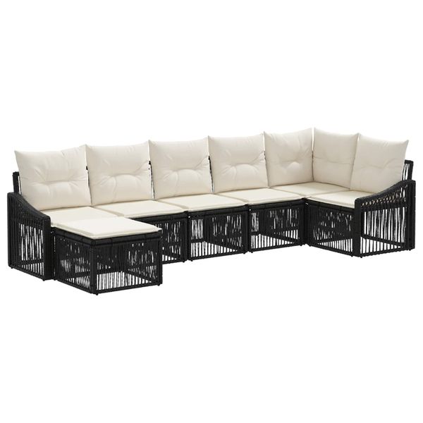 vidaXL Súprava záhradných pohoviek 7 pcs Čierna polyratan