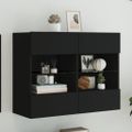 vidaXL TV nástenná skrinka s LED svetlami čierna 78,5x30x60,5 cm