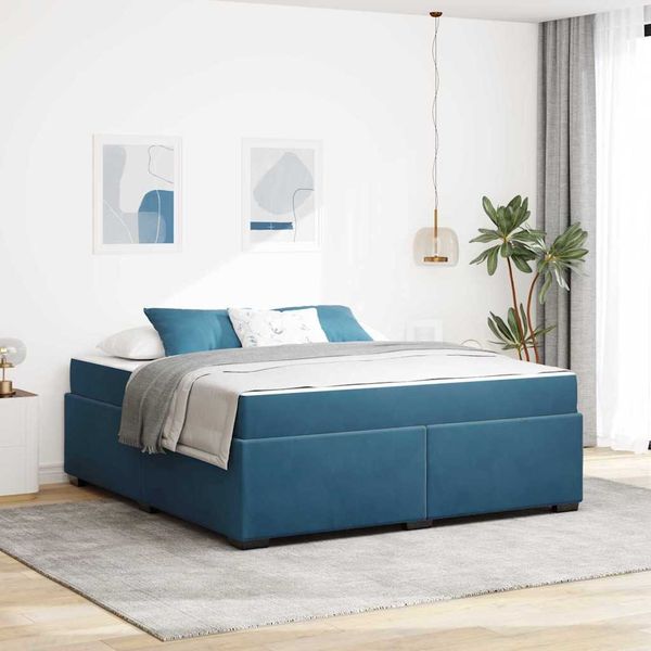 vidaXL Rám postele s matracmi Tmavomodrá 180 x 200 cm látka