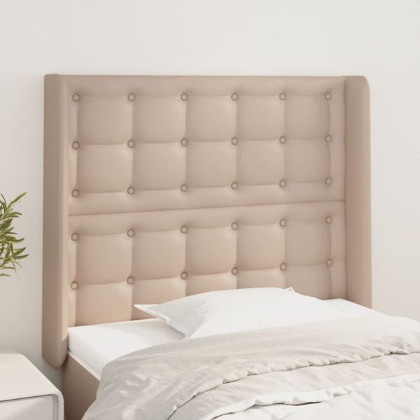 vidaXL Čelo postele so záhybmi kapučínové 83x16x118/128 cm umelá koža