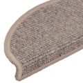 vidaXL Schodové rohože 15 ks 56x17x3 cm tmavobéžové polkruhové