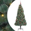 vidaXL Umelý vianočný stromček s osvetlením a súpravou s guľami 210 cm