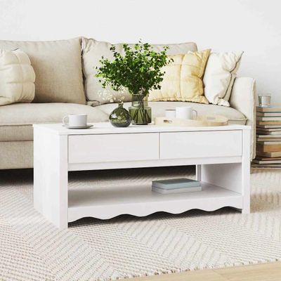 vidaXL Konferenčný stolík so zásuvkou Drammen Biela 99 x 55 x 45 cm