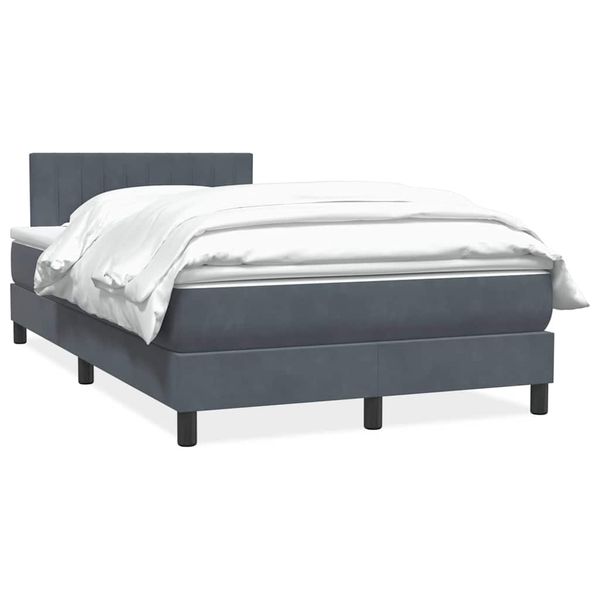 vidaXL Posteľný rám boxspring s matracom tmavosivý 120x210 cm zamat