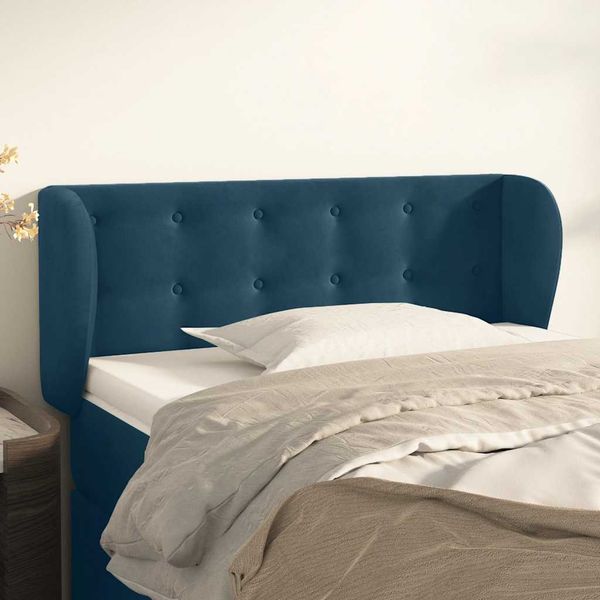 vidaXL Čelo postele so záhybmi tmavomodrá 103x23x78/88 cm zamat