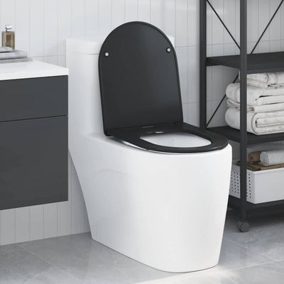vidaXL WC sedadlo Čierna 47 x 36 x 3,4 cm Duroplast