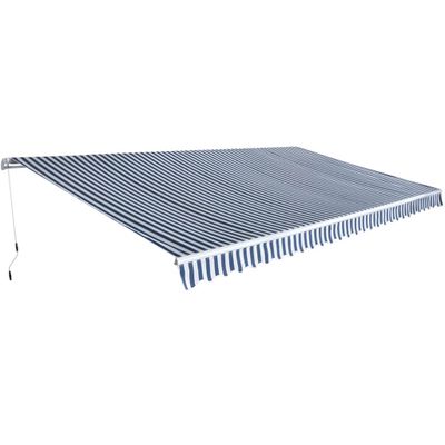 vidaXL Ručne ovládaná zaťahovacia markíza, 600 cm, modro-biela