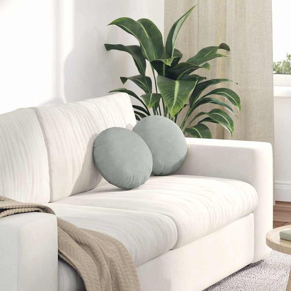 vidaXL Vankúše na sedenie 2 pcs Svetlosivá Ø30 x 13 cm Zamat
