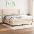 vidaXL Posteľný rám boxspring s matracom krémový 160x200 cm látka