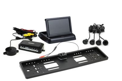 Parkovací asistent TFT02 4,3" s kamerou HD-402-LED 4 senzory čierna "GOLD"