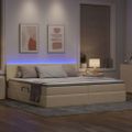 vidaXL LED úložná posteľ s matracom Krémová 200 x 200 cm Látka