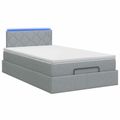 vidaXL Ottoman posteľ s matracom a LED Svetlosivá 120 x 190 cm Látka