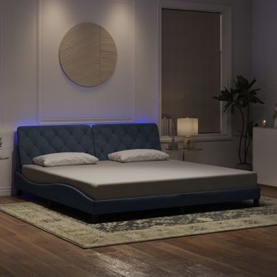 vidaXL Rám postele s LED bez matraca tmavosivý 200x200 cm zamat