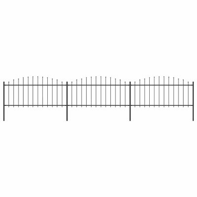 vidaXL Záhradný plot s vrchnou časťou z ocele 504x75 cm čierny
