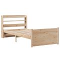 vidaXL Posteľný rám s čelom biely 75x190 cm borovicový masív