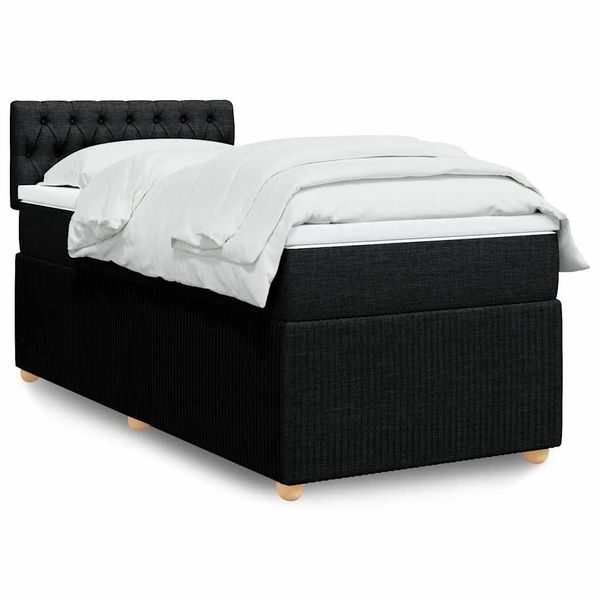 vidaXL Posteľný rám boxspring s matracom čierny 90x200 cm látka