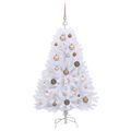vidaXL Umelý Sklápací Vianočný Stromček LED Biela 68 x 68 x 120 cm