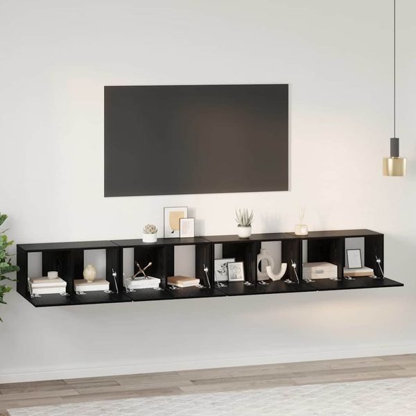 vidaXL Zostava TV skriniek Nástenný 4 pcs Čierny dub 60 x 30 x 30 cm