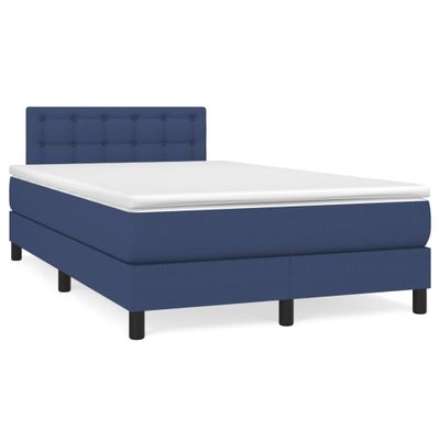 vidaXL Boxspring posteľ s matracom a LED modrá 120x190 cm látka