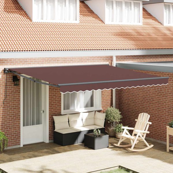 vidaXL Rám markízy Hnedá 400 × 300 cm Polyester s PU povrchom