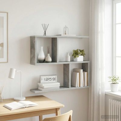vidaXL Stenná polica Betónovo sivá 60 x 12 x 50,5 cm Kompozitné drevo