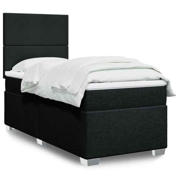 vidaXL Boxspring posteľ s matracom čierna 100x200 cm látka