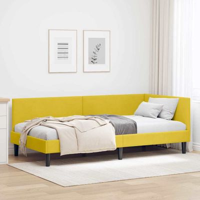vidaXL Rohový rám postele s čelnou doskou Žltá 80 cm x 200 cm Zamat