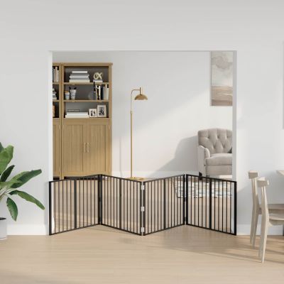 vidaXL Psia brána 4 pcs Čierny 100 x 60 cm Pozinkovaná oceľ