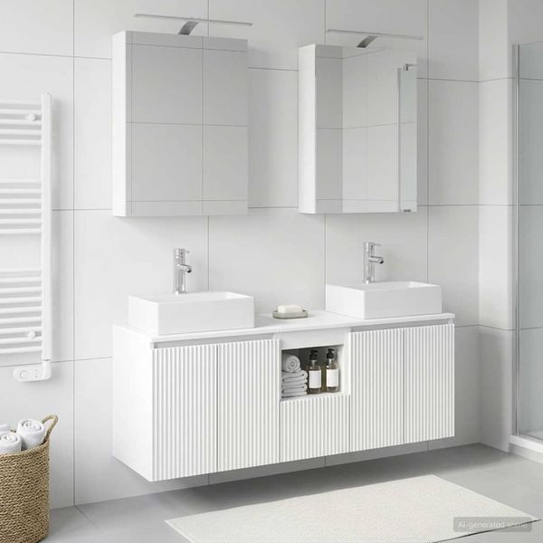 vidaXL Set kabinetov do kúpeľne 5 pcs Biela Kompozitné drevo