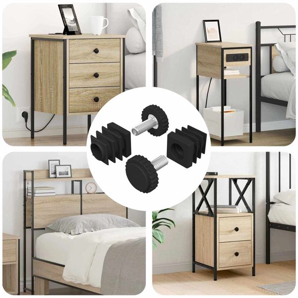 vidaXL Vyrovnávače nábytku Nastaviteľná 2 pcs Čierna M6 PP